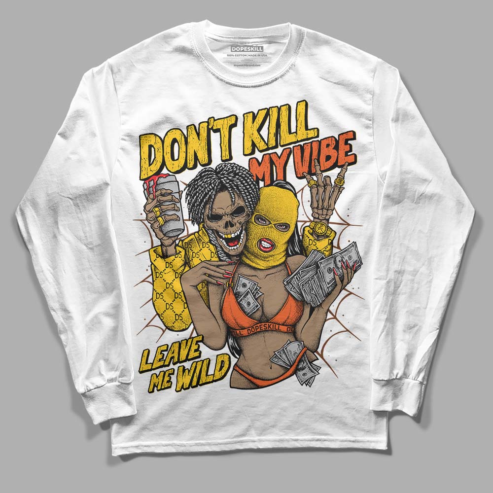 Yellow Sneakers DopeSkill Long Sleeve T-Shirt Don't Kill My Vibe Graphic Streetwear - White