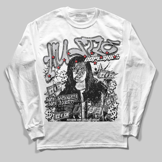 Grey Sneakers DopeSkill Long Sleeve T-Shirt No Money No Lust Graphic Streetwear - White
