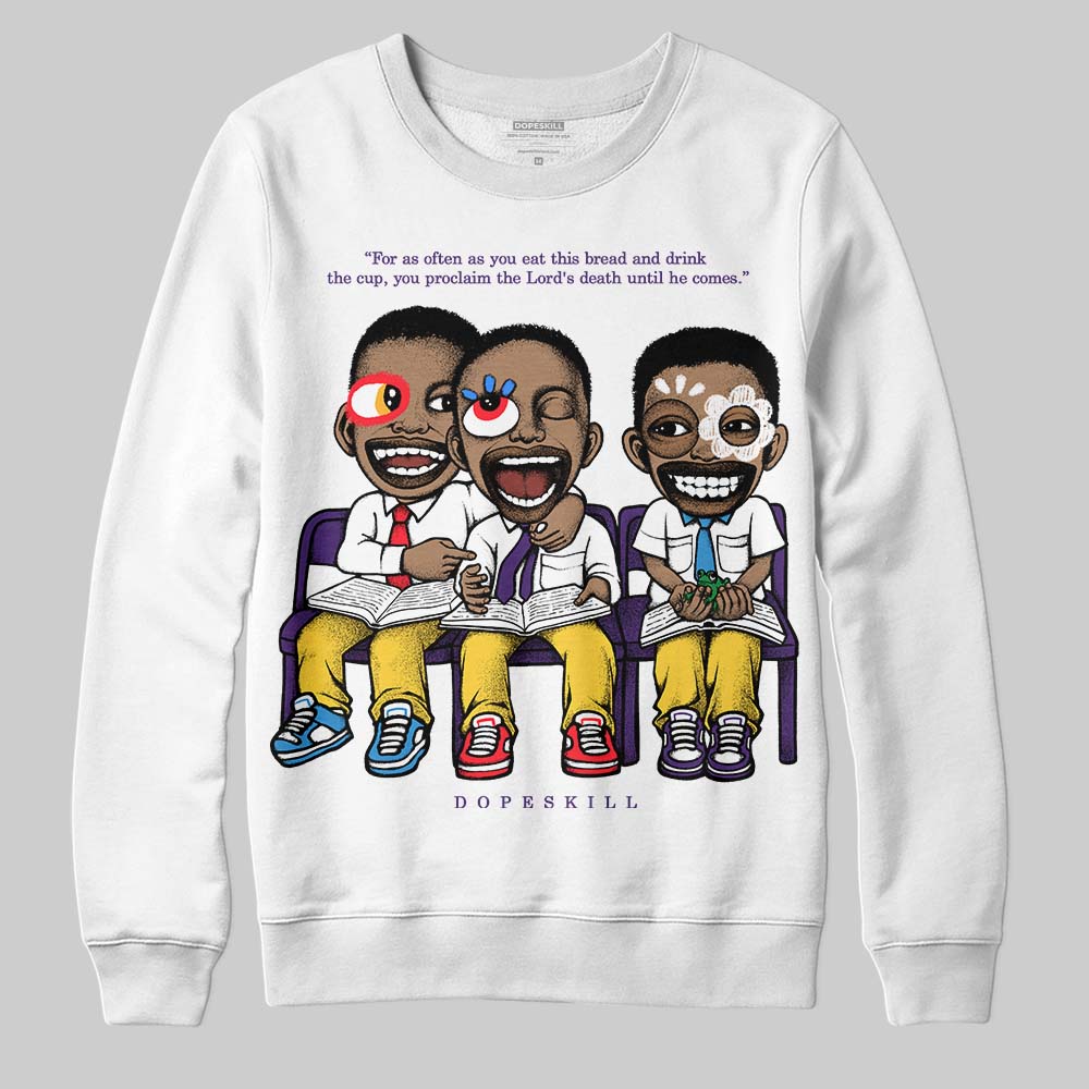 Jordan 12 “Field Purple” DopeSkill Sweatshirt First Sunday Graphic Streetwear - White