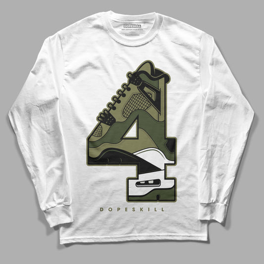 Jordan 4 Retro SE Craft Medium Olive DopeSkill Long Sleeve T-Shirt No.4 Graphic Streetwear - White