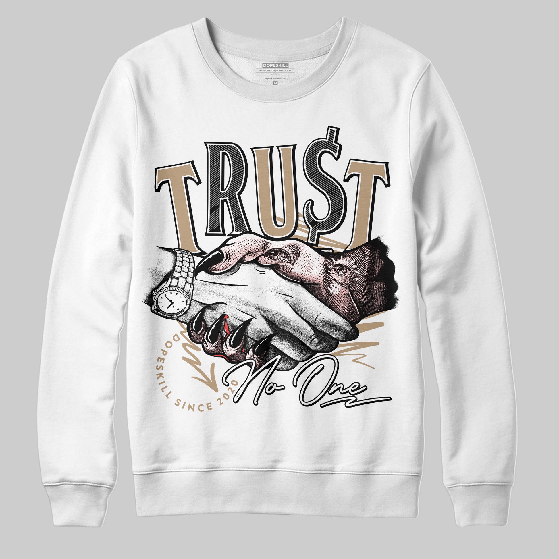 Nike Air Force 1 Low Canvas “Linen” DopeSkill Sweatshirt Trust No One Graphic Streetwear - White