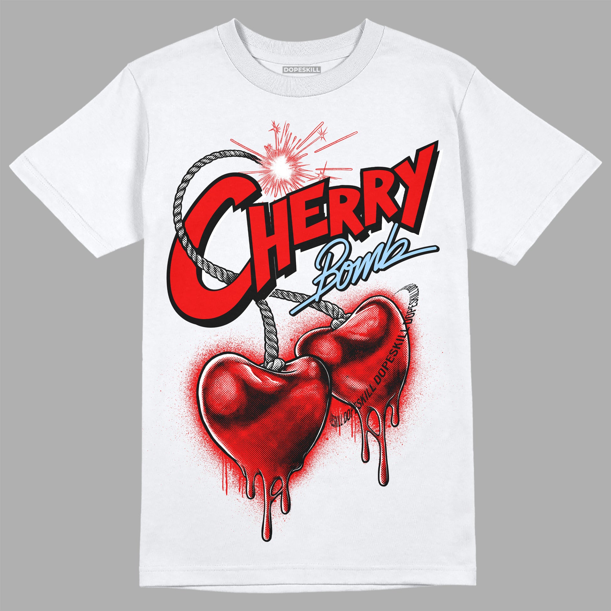 Jordan 11 Retro Cherry DopeSkill T-Shirt Cherry Bomb Graphic Streetwear - White