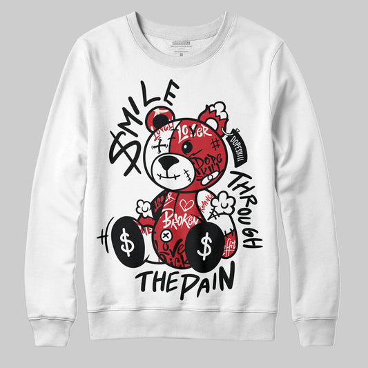 Jordan 11 Retro Low Bred (2025) DopeSkill Sweatshirt Smile Through The Pain Graphic Streetwear - White