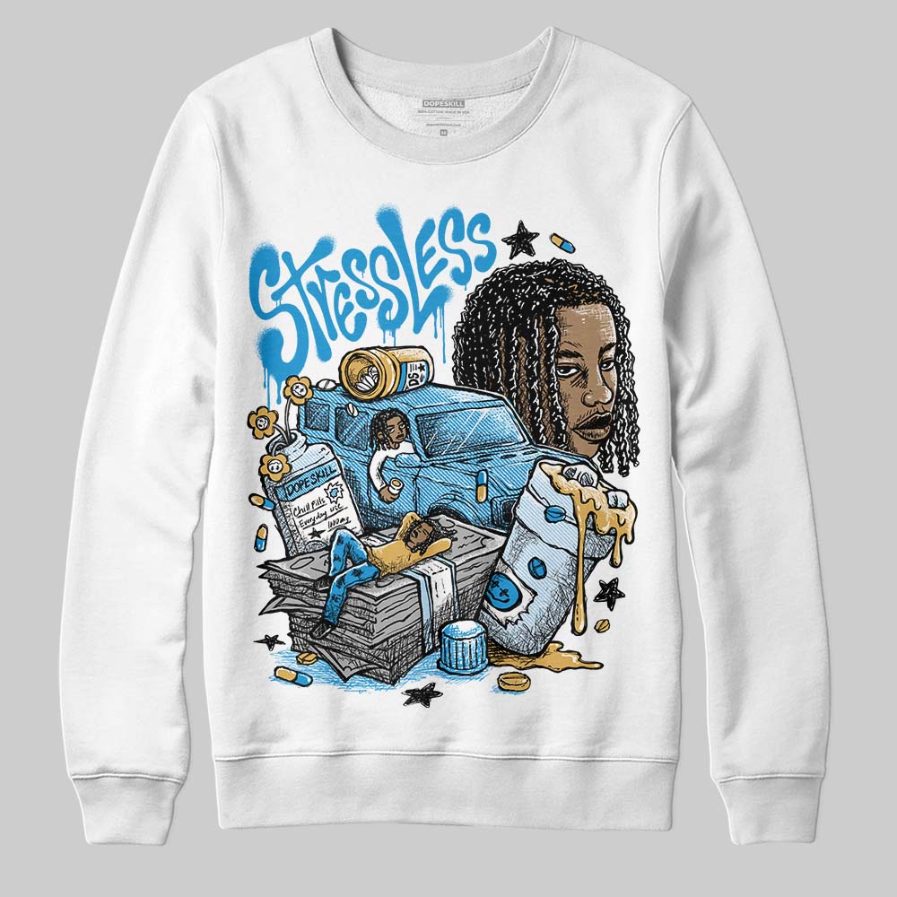 Jordan 4 Denim “Worn Blue” DopeSkill Sweatshirt Stressless Graphic Streetwear - White