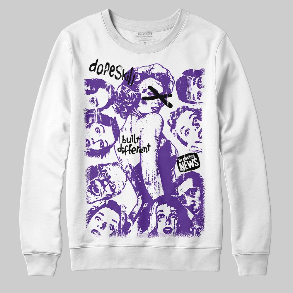 PURPLE Sneakers DopeSkill Sweatshirt Built Different Graphic Streetwear - White
