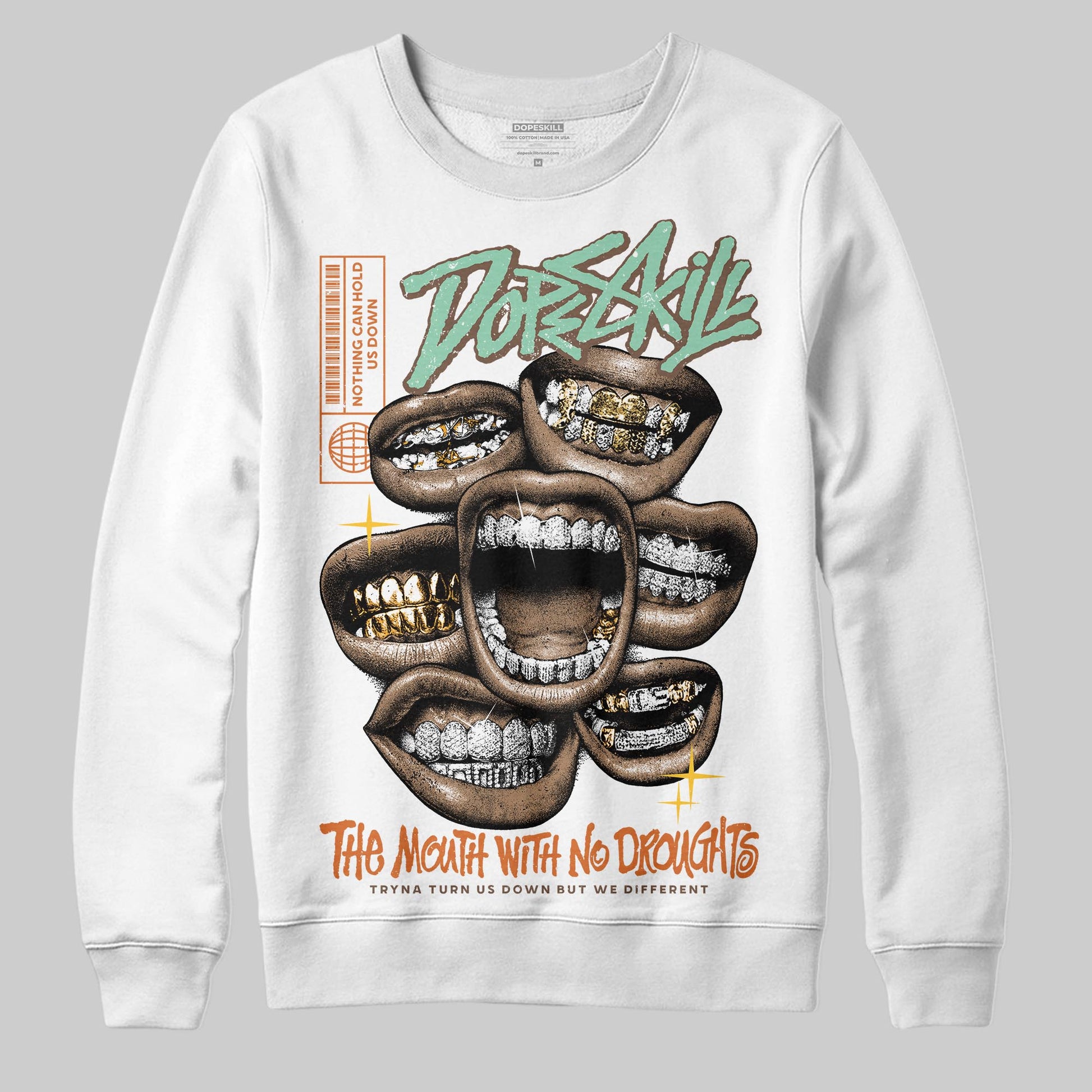 SB Dunk Low Rodeo Tourmaline DopeSkill Sweatshirt The Mouth With No Droughts Graphic Streetwear - White