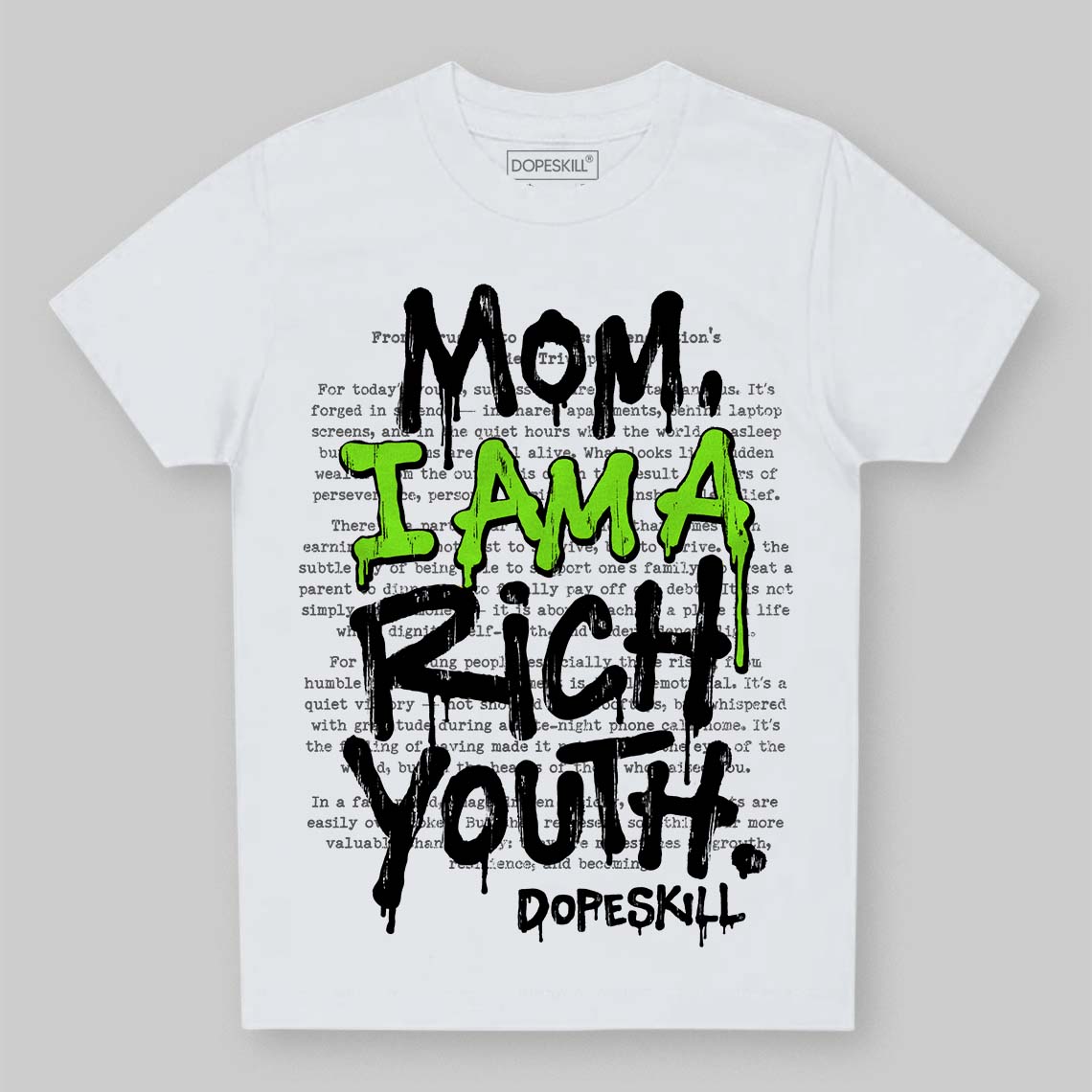 Neon Green Sneakers DopeSkill Toddler Kids T-shirt Mom, I Am A Rich Youth Graphic Streetwear - White
