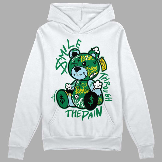Jordan 5 “Lucky Green” DopeSkill Hoodie Sweatshirt Smile Through The Pain Graphic Streetwear - White