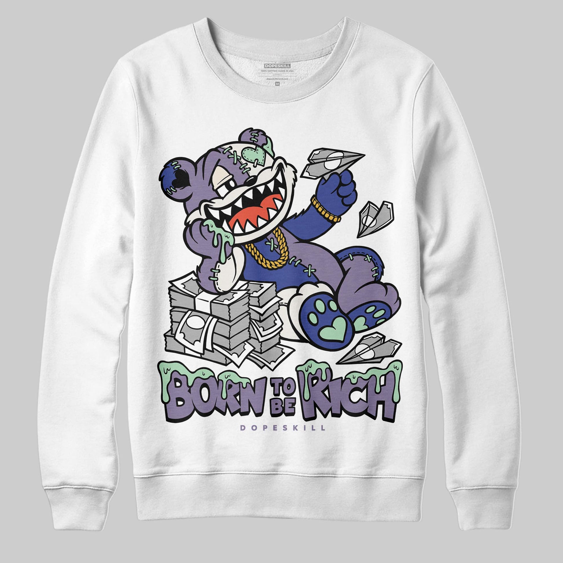 Jordan 1 Retro Low OG Zion Williamson Voodoo Alternate DopeSkill Sweatshirt Born To Be Rich Graphic Streetwear - White