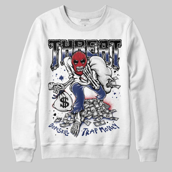 Jordan 1 High OG Rare Air "Deep Royal Blue" DopeSkill Sweatshirt Threat Graphic Streetwear - White