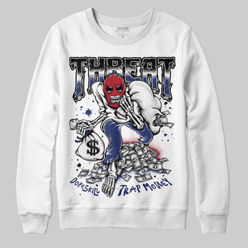 Jordan 1 High OG Rare Air "Deep Royal Blue" DopeSkill Sweatshirt Threat Graphic Streetwear - White