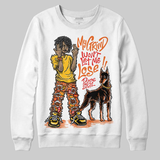 Orange, Black and White Sneakers DopeSkill Sweatshirt My Grind Won't Let Me Lose Graphic Streetwear - White