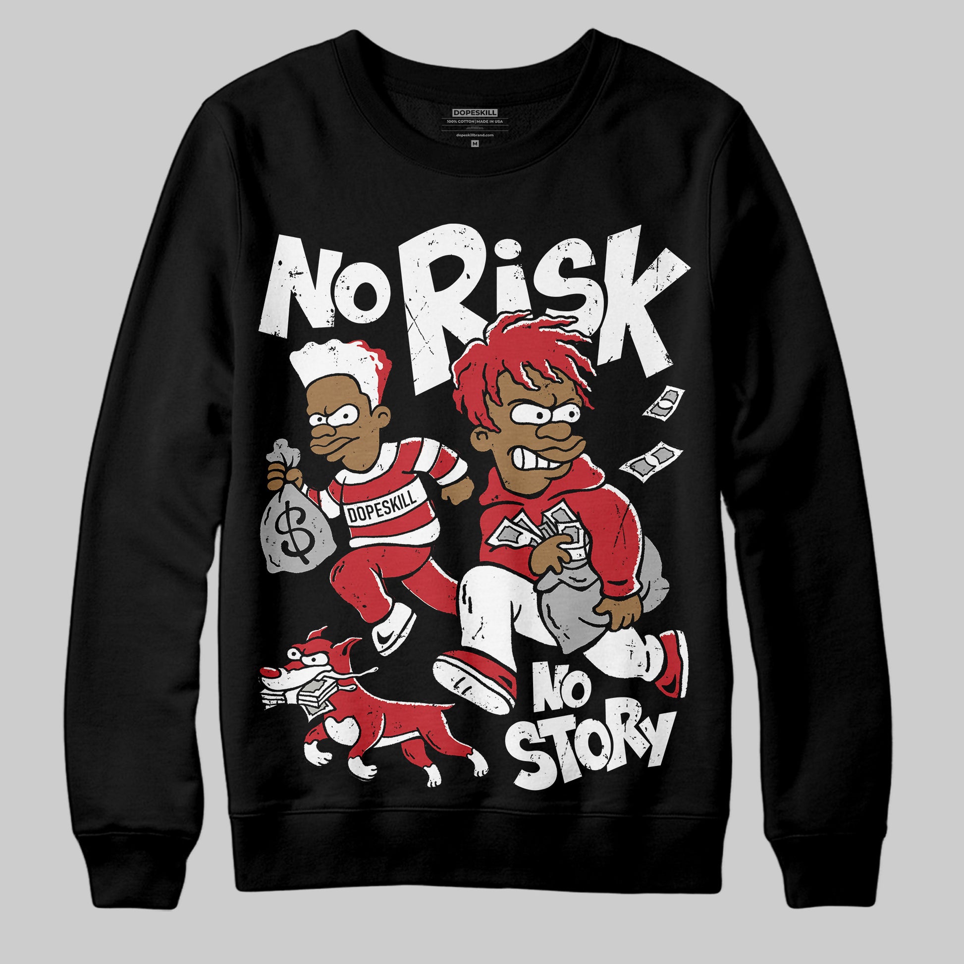 Jordan 11 Retro Low Bred (2025) DopeSkill Sweatshirt No Risk No Story Graphic Streetwear - Black