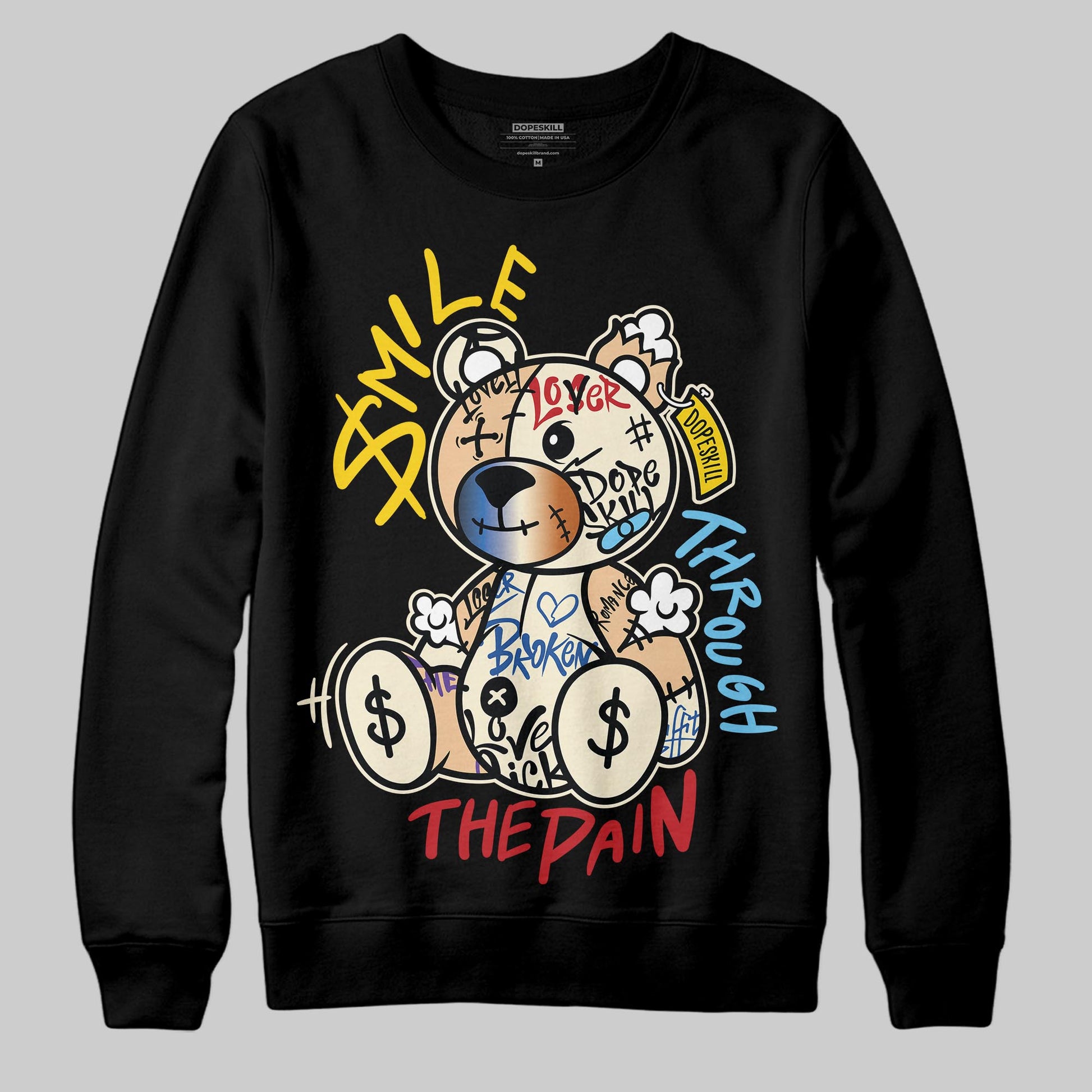 Jordan 17 Retro Low SP Infinite Archives DopeSkill Sweatshirt Smile Through The Pain Graphic Streetwear - Black