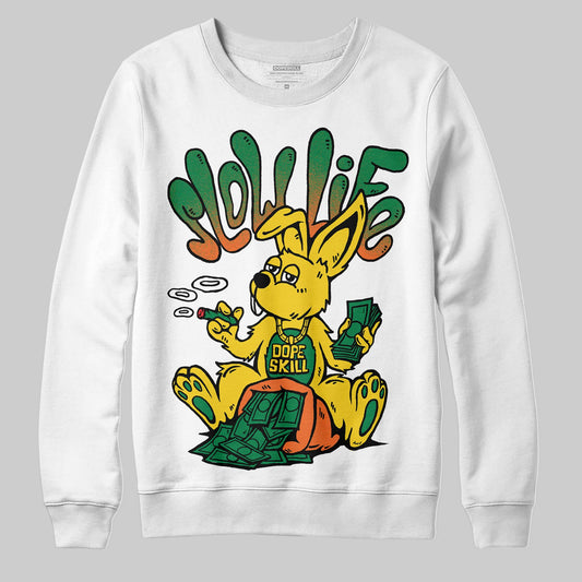 Green Sneakers DopeSkill Sweatshirt Slow Life Graphic Streetwear - White
