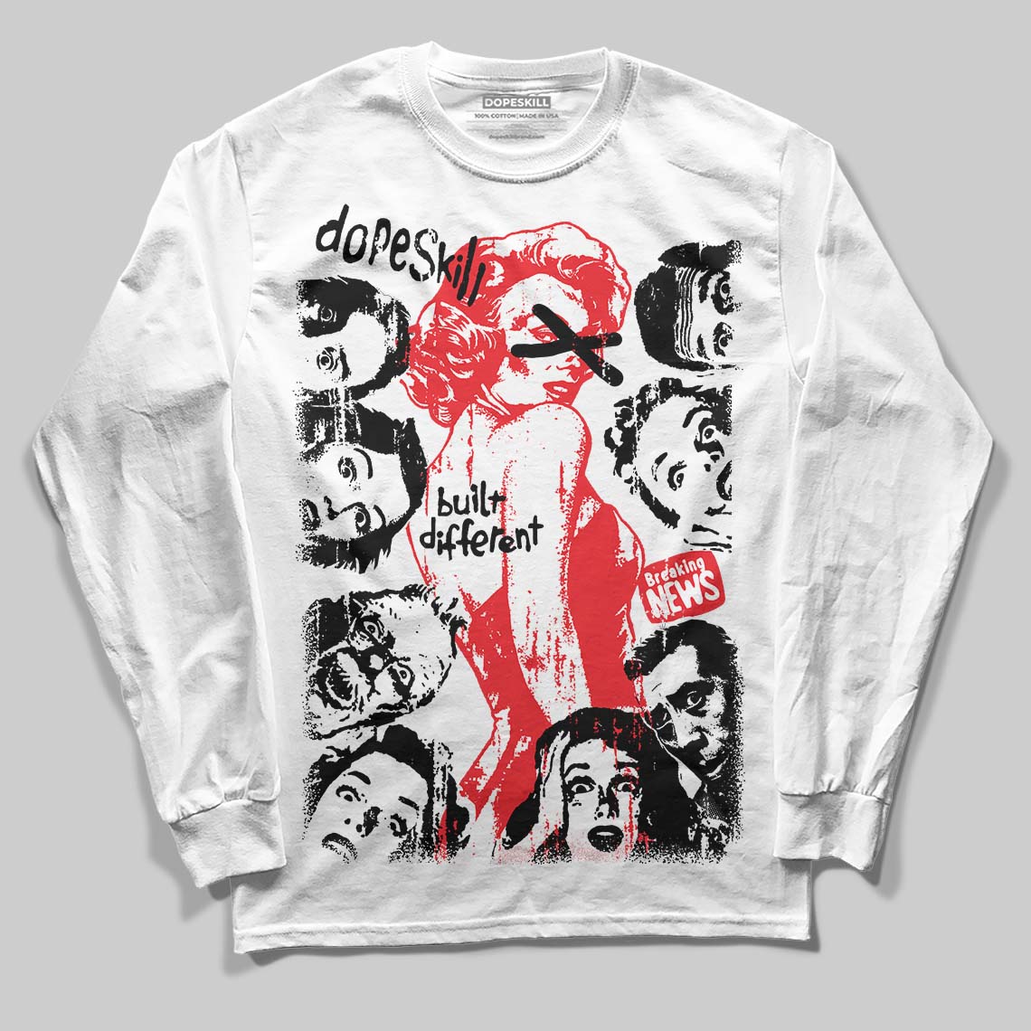 Red Sneakers DopeSkill Long Sleeve T-Shirt Built Different Graphic Streetwear - White