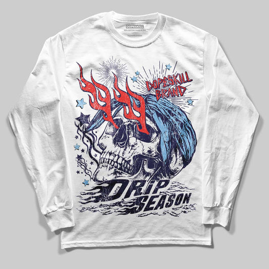 University Blue Sneakers DopeSkill Long Sleeve T-Shirt Drip Season Graphic Streetwear - White