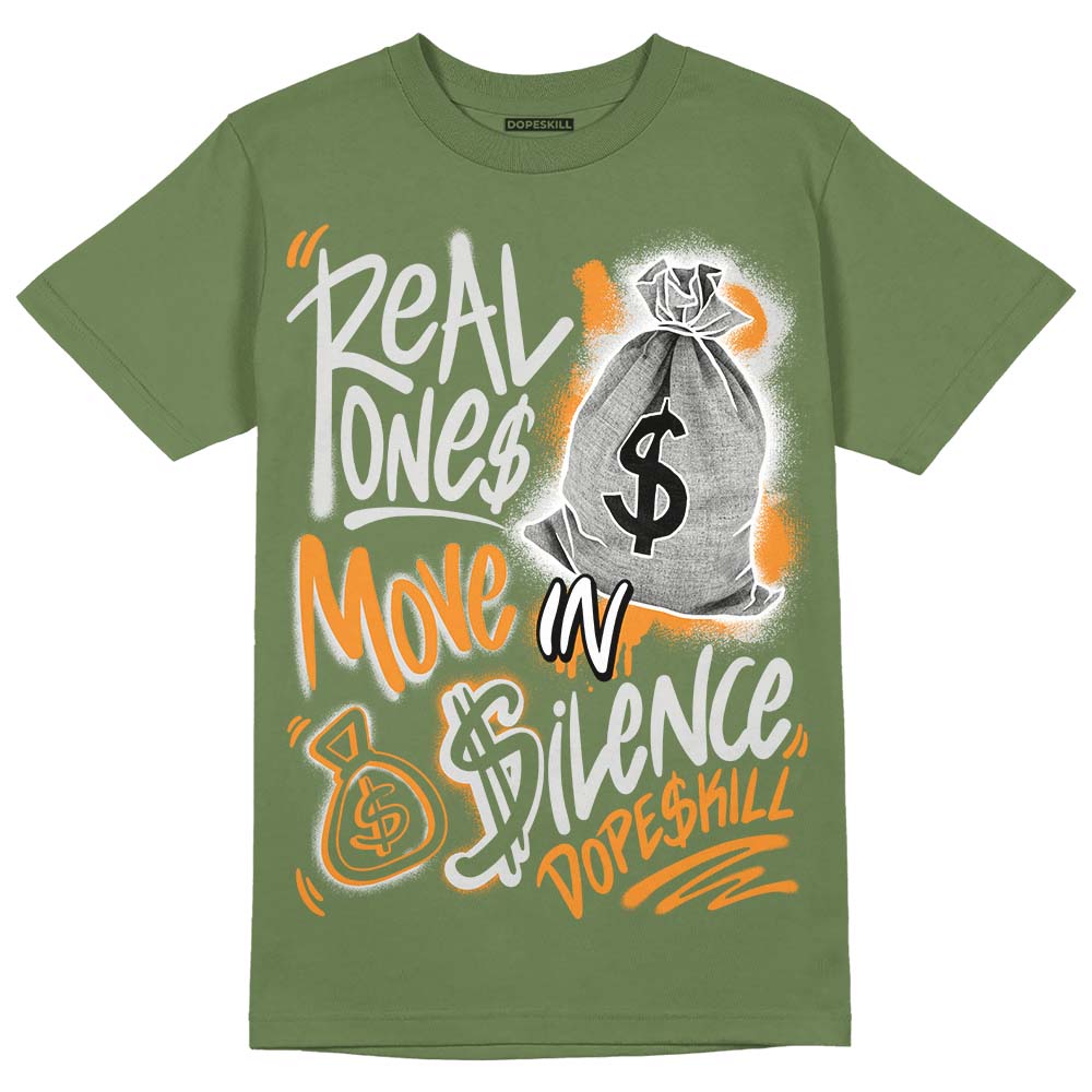 Jordan 5 "Olive" DopeSkill Olive T-Shirt Real Ones Move In Silence Graphic Streetwear