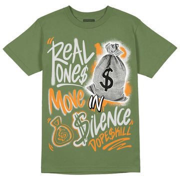 Jordan 5 "Olive" DopeSkill Olive T-Shirt Real Ones Move In Silence Graphic Streetwear
