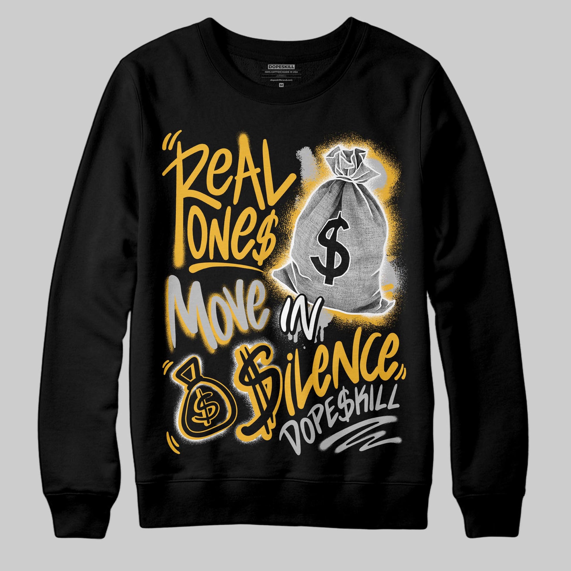 Jordan 5 'Tokyo' DopeSkill Sweatshirt Real Ones Move In Silence Graphic Streetwear - Black
