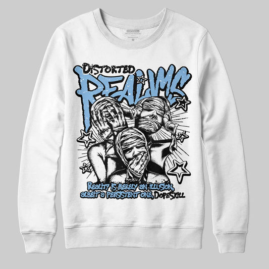 Jordan 6 University Blue DopeSkill Sweatshirt Distorted Realms Graphic Streetwear - White