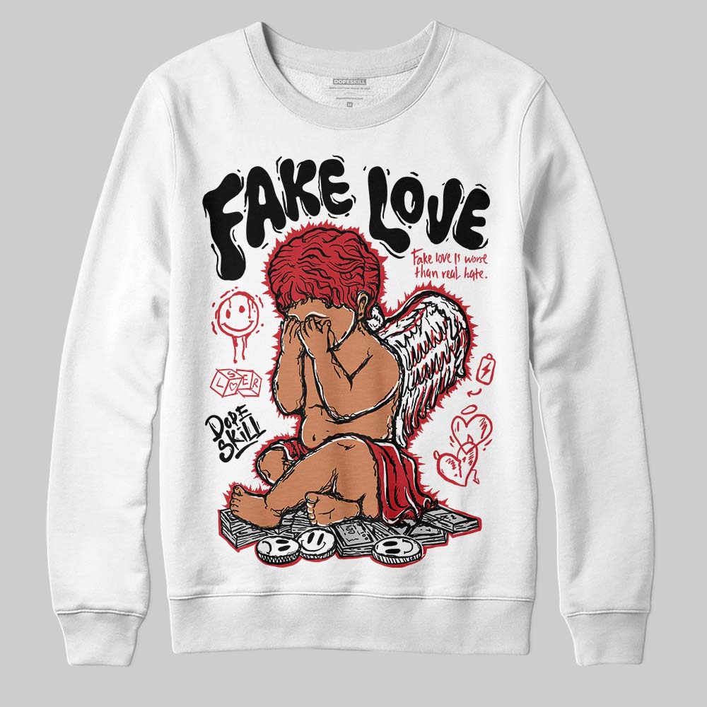 Jordan 5 Retro Fire Red Black Tongue (2025) DopeSkill Sweatshirt False Love Graphic Streetwear - White