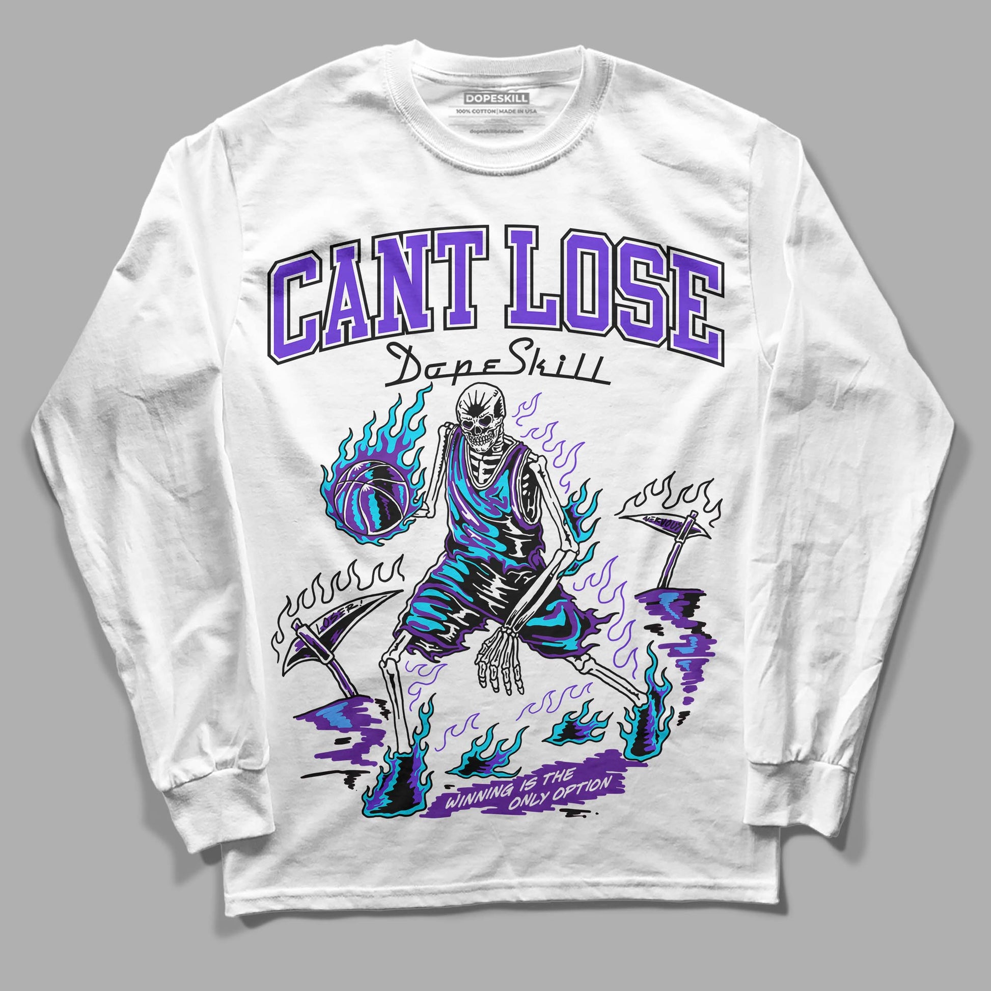 Jordan 6 "Aqua" DopeSkill Long Sleeve T-Shirt Cant Lose Graphic Streetwear - White
