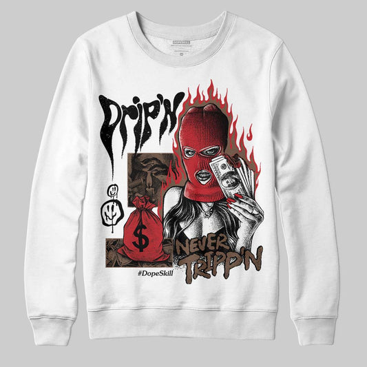 Jordan 9 'Olive' DopeSkill Sweatshirt Drip'n Never Tripp'n Graphic Streetwear - White