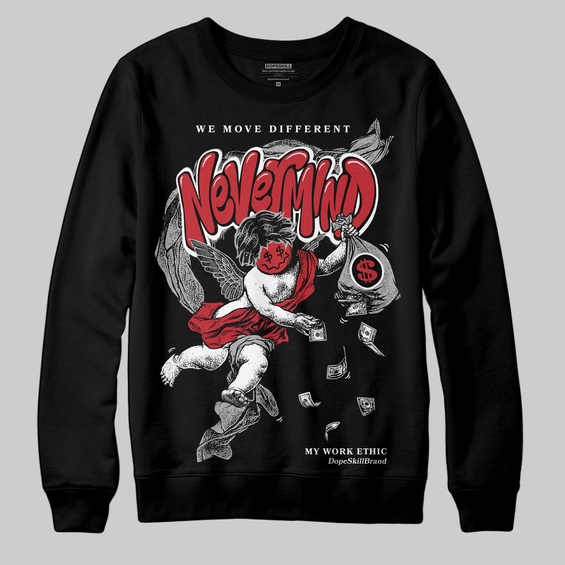 Jordan 11 Retro Low Bred (2025) DopeSkill Sweatshirt Nevermind Graphic Streetwear - Black