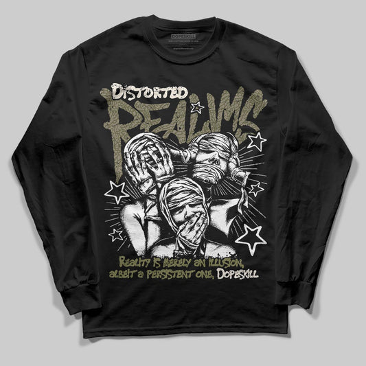 Jordan 3 “Medium Olive” aka “Family Affair” DopeSkill Long Sleeve T-Shirt Distorted Realms Graphic Streetwear - black