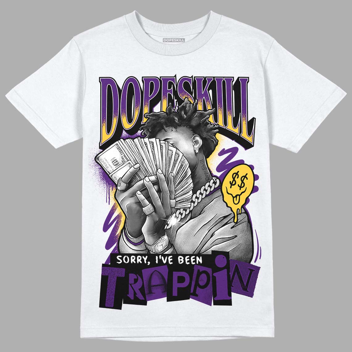 Jordan 12 “Field Purple” DopeSkill T-Shirt Sorry I've Been Trappin Graphic Streetwear - White