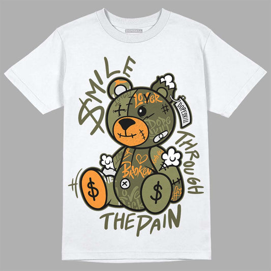 Jordan 5 "Olive" DopeSkill T-Shirt Smile Through The Pain Graphic Streetwear - White 