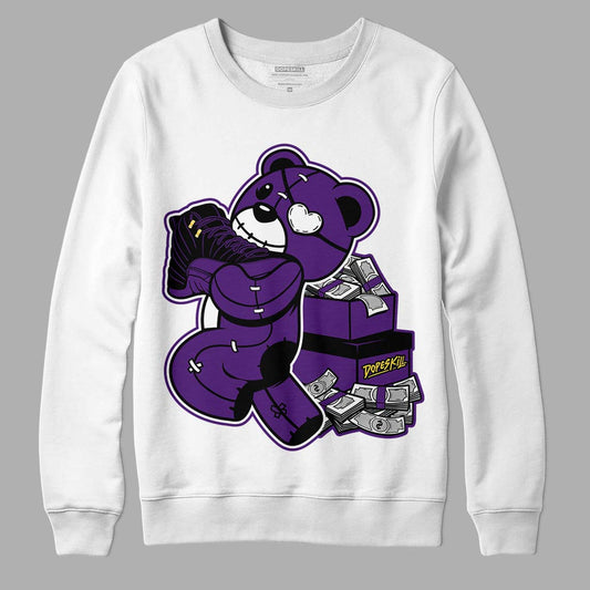 Jordan 12 “Field Purple” DopeSkill Sweatshirt Bear Steals Sneaker Graphic Streetwear - White