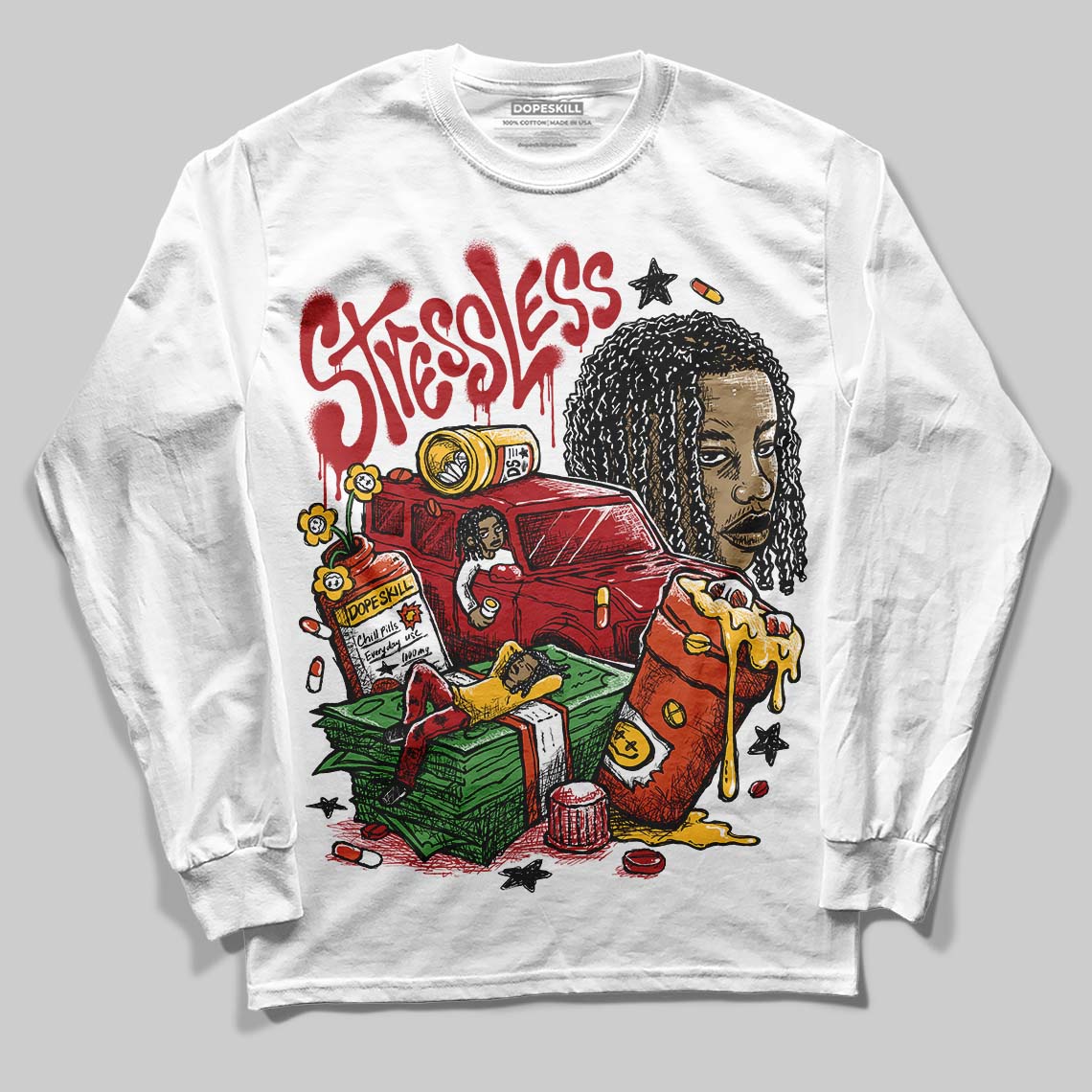 Nigel Sylvester x Air Jordan 4 ‘Brick by Brick’ DopeSkill Long Sleeve T-Shirt Stressless Graphic Streetwear - White