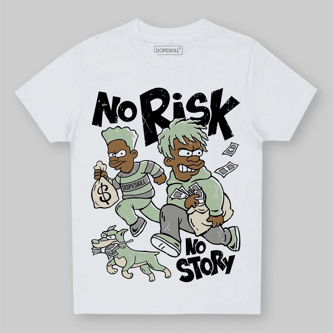 Jordan 4 WMNS “Seafoam” (2025) DopeSkill Toddler Kids T-shirt No Risk No Story Graphic Streetwear - White