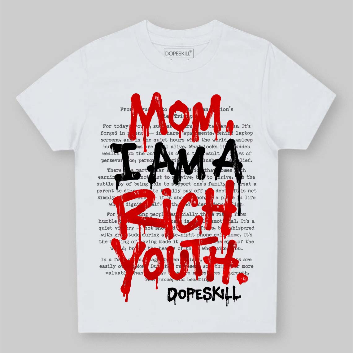 Red Sneakers DopeSkill Toddler Kids T-shirt Mom, I Am A Rich Youth Graphic Streetwear - White