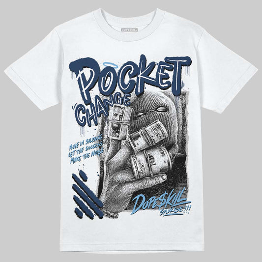 Jordan 4 SB “Summit White/Navy” DopeSkill T-Shirt Pocket Change Graphic Streetwear - White