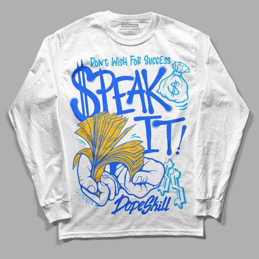 Royal Blue Sneakers DopeSkill Long Sleeve T-Shirt Speak It Graphic Streetwear - White
