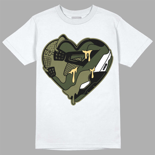 Jordan 4 Retro SE Craft Medium Olive DopeSkill T-Shirt Heart Jordan 4 Graphic Streetwear - White