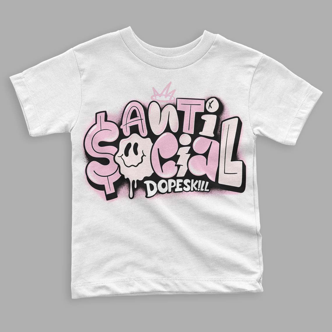 Dunk Low LX Pink Foam DopeSkill Toddler Kids T-shirt Anti Social Graphic Streetwear - White