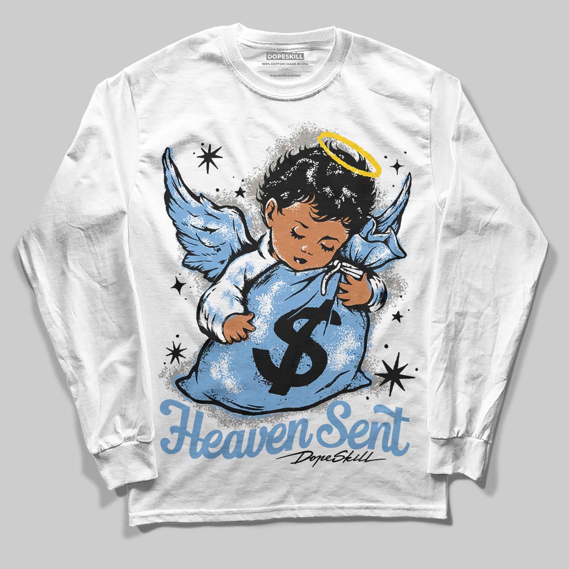 Jordan 12 Retro 'Melo' DopeSkill Long Sleeve T-Shirt Heaven Sent Graphic Streetwear - White