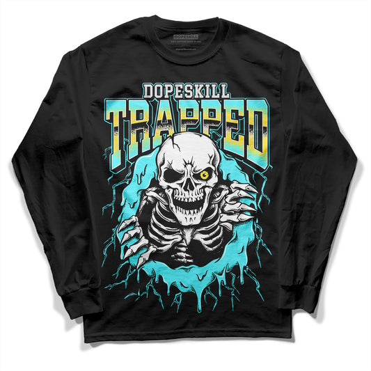 Jordan 5 Aqua DopeSkill Long Sleeve T-Shirt Trapped Halloween Graphic Streetwear - Black
