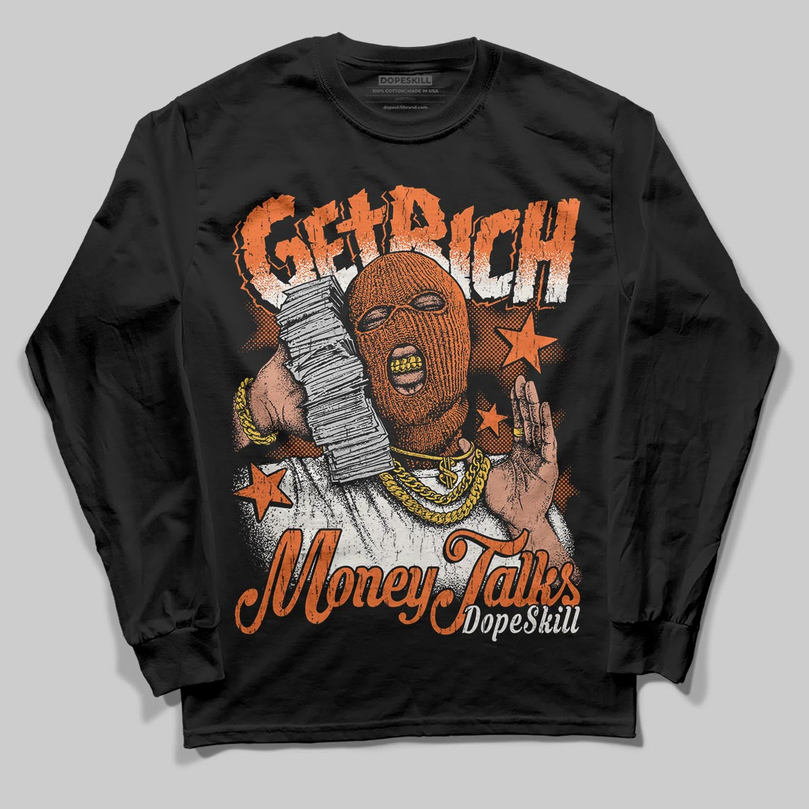 Jordan 1 Retro High OG Shattered Backboard (2025) DopeSkill Long Sleeve T-Shirt Get Rich Graphic Streetwear - black