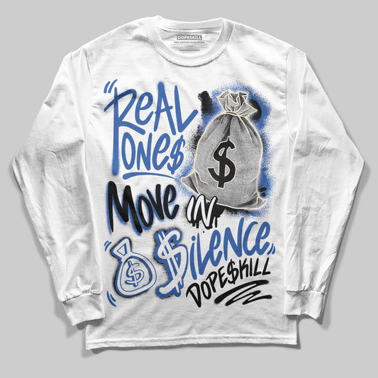 Jordan 1 Low Travis Scott x Fragment DopeSkill Long Sleeve T-Shirt Real Ones Move In Silence Graphic Streetwear - White