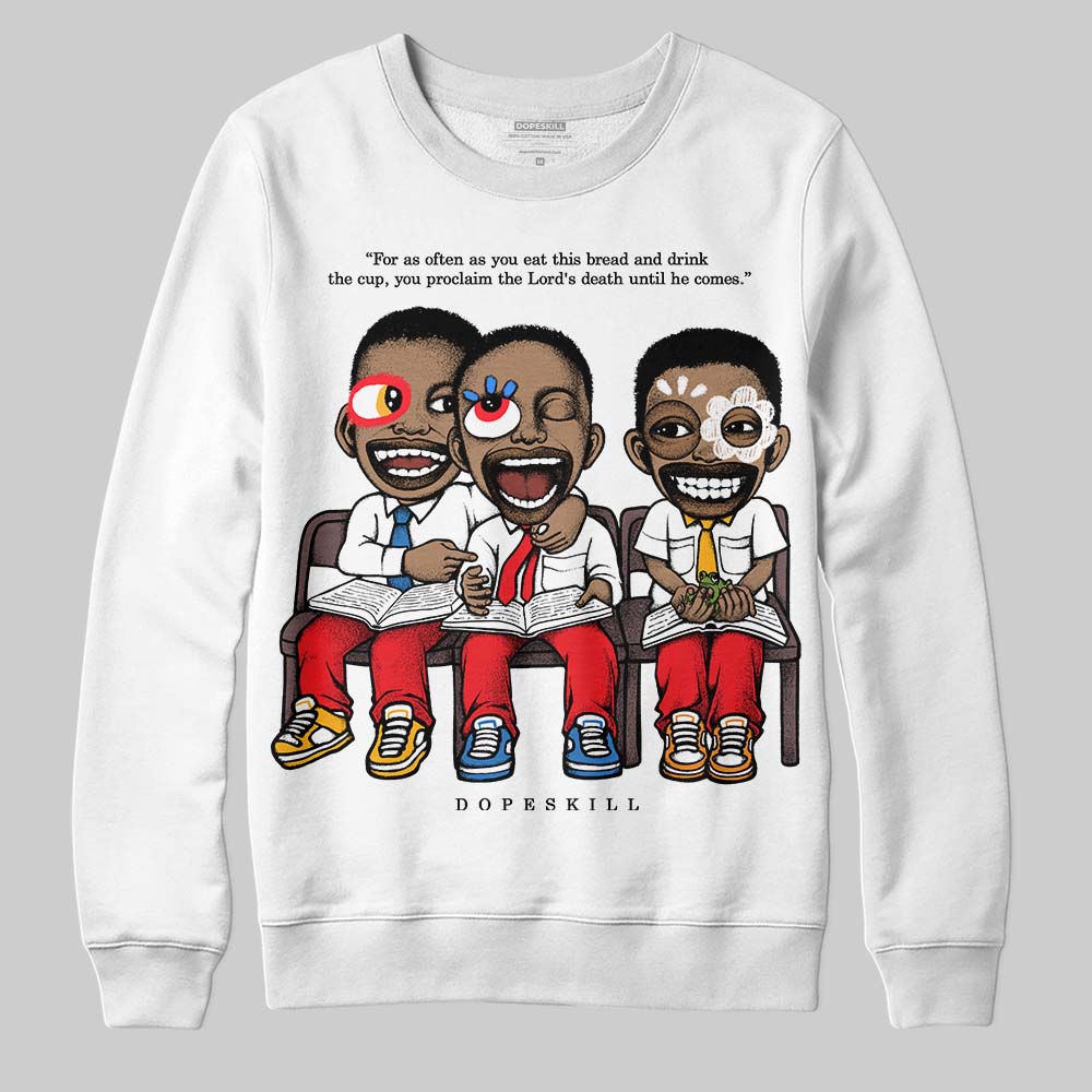 Red Sneakers DopeSkill Sweatshirt First Sunday Graphic Streetwear - White
