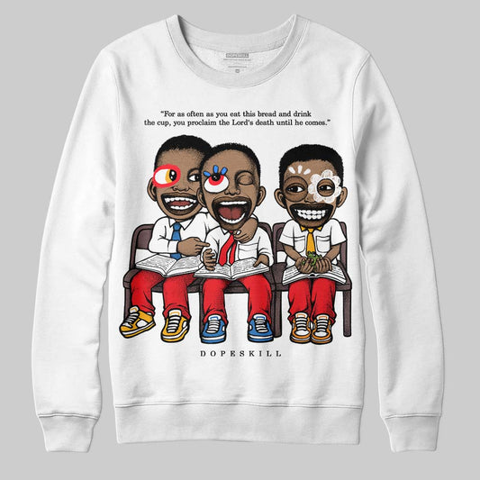 Red Sneakers DopeSkill Sweatshirt First Sunday Graphic Streetwear - White