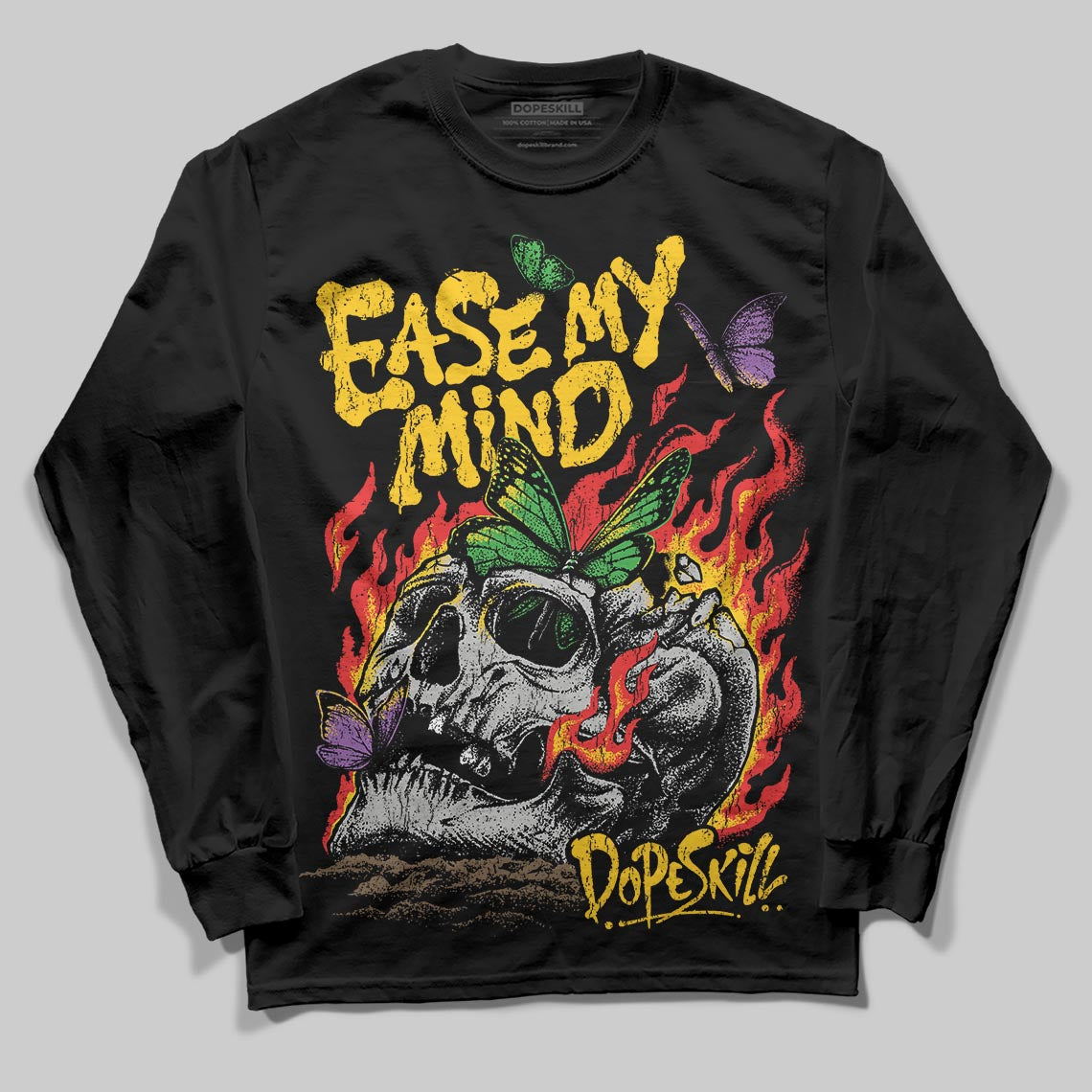 Yellow Sneakers DopeSkill Long Sleeve T-Shirt Ease My Mind Graphic Streetwear - black