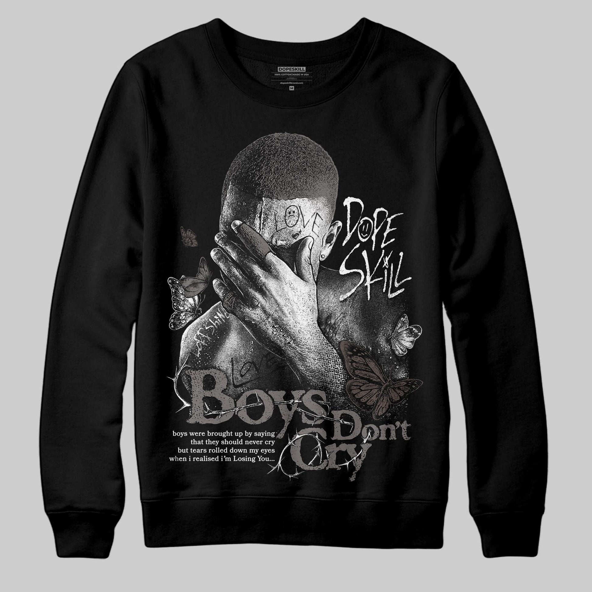 Jordan 4 Retro Cave Stone DopeSkill Sweatshirt Boys Don't Cry Graphic Streetwear - Black