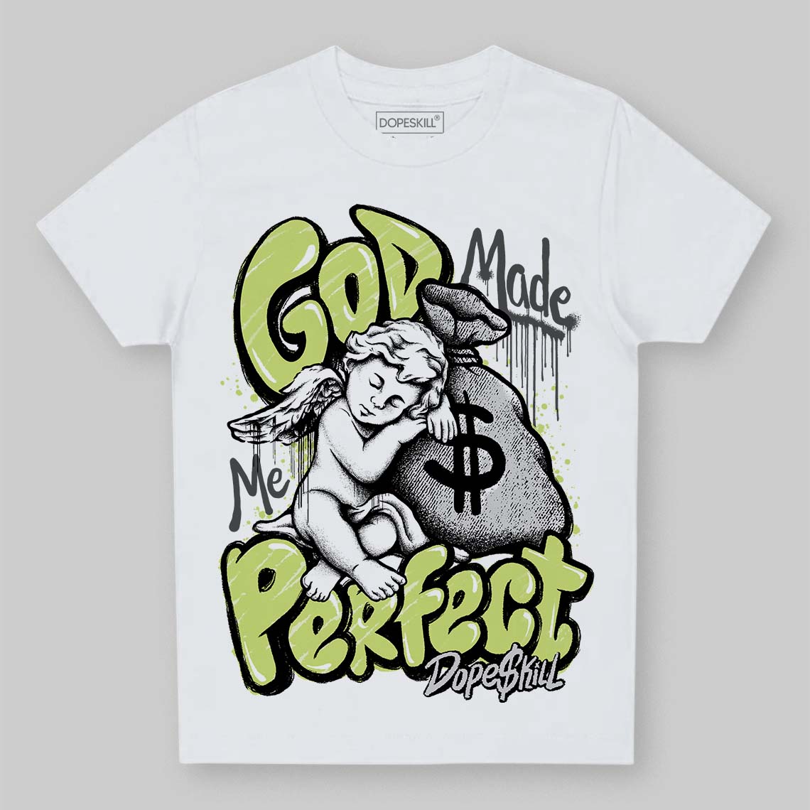 Jordan 4 GS “Light Lemon Twist” DopeSkill Toddler Kids T-shirt God Made Me Perfect Graphic Streetwear - White