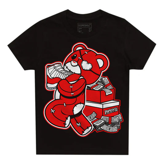 Jordan 11 Retro Cherry DopeSkill Toddler Kids T-shirt Bear Steals Sneaker Graphic Streetwear - Black